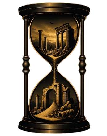 gpt image 2 minimalist logo hourglass with ancient ruins inside dark background dramatic lig 0 removebg preview
